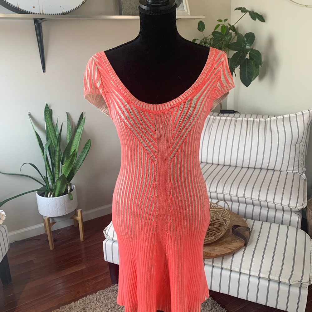 Free People Hot Off The Press Stretch Ribbed
Sweater Dress Pink XS Pink NWOT - Picture 3 of 16